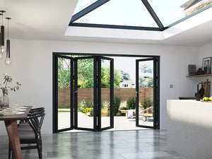 High-quality Korniche bifold doors in a 3-sash configuration, enhancing home aesthetics and energy efficiency