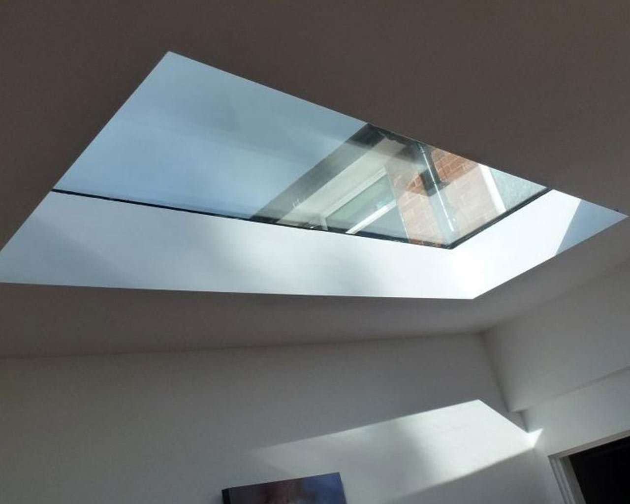 Flat roof with skylights